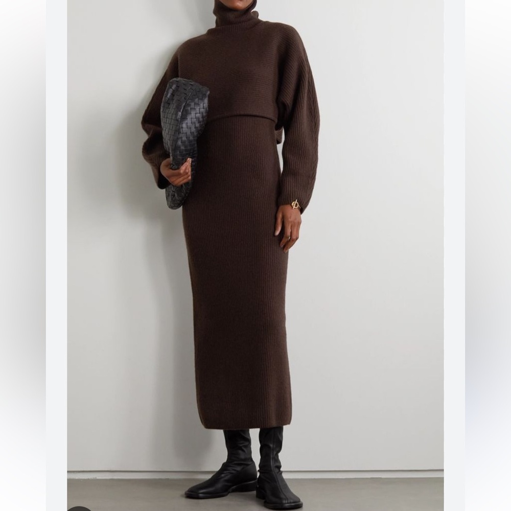 LVIR Ribbed Wool Maxi Dress Chocolate Brown